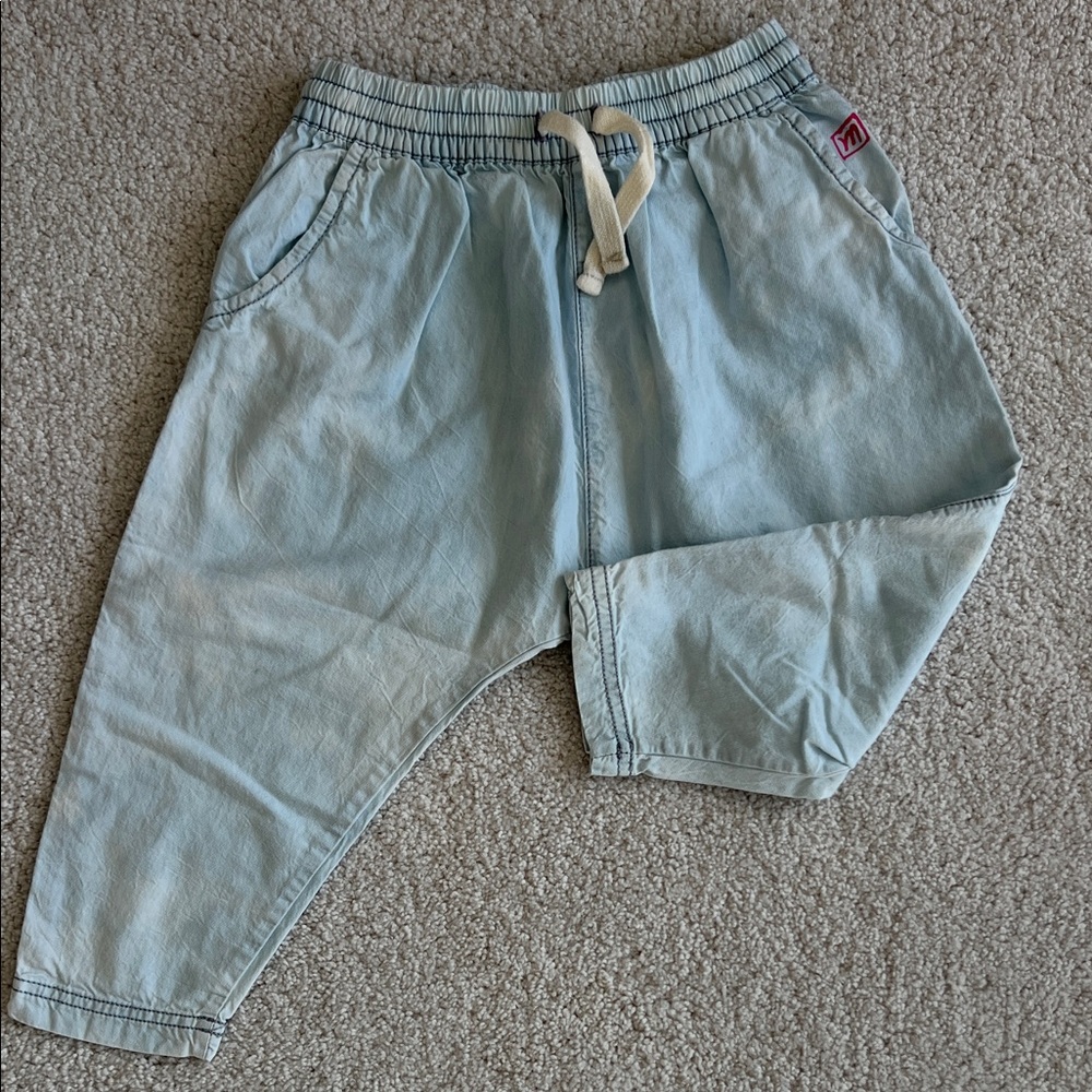 Munster Kids Drop Jogger Pants - light blue washed faded - size 2